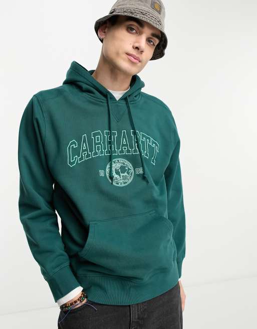 Carhartt WIP – Kapuzenpullover in Grün mit Münz-Print