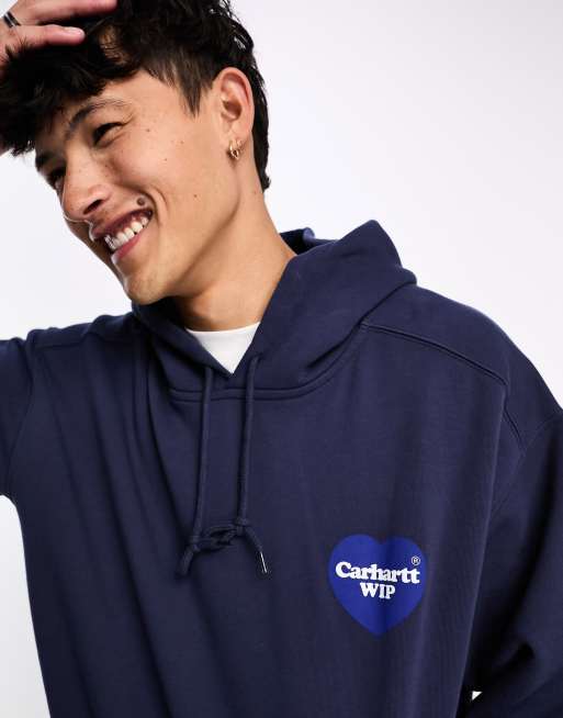 Carhartt WIP – Kapuzenpullover in Marineblau mit Herzprint auf dem Rücken, 3 von 4