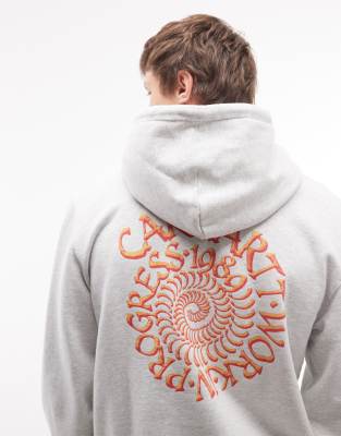 WIP - Kapuzenpullover in meliertem Grau mit Spiral-Logoprint auf dem Rücken Grau XL