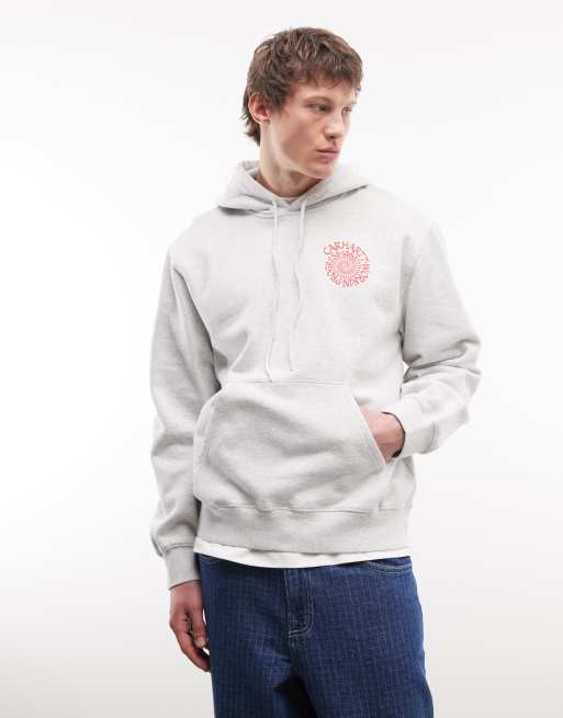Carhartt WIP – Kapuzenpullover in meliertem Grau mit Spiral-Logoprint auf dem Rücken, 2 von 5