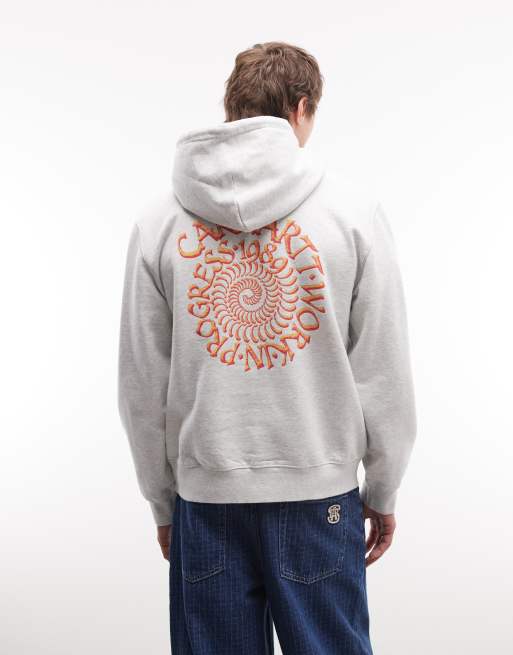 Carhartt WIP – Kapuzenpullover in meliertem Grau mit Spiral-Logoprint auf dem Rücken, 3 von 5