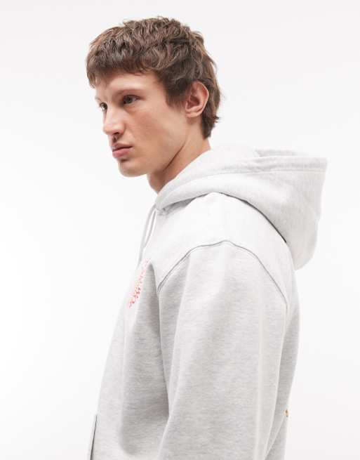 Carhartt WIP – Kapuzenpullover in meliertem Grau mit Spiral-Logoprint auf dem Rücken, 5 von 5