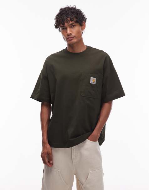 Carhartt WIP – Kastiges Work-T-Shirt in Olivgrün mit Brusttasche - view 1