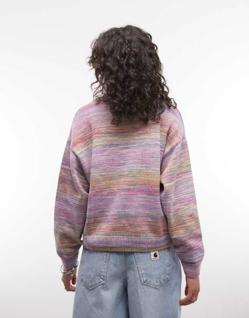 Carhartt WIP keenan knitted jumper in purple space dye, 3 of 4
