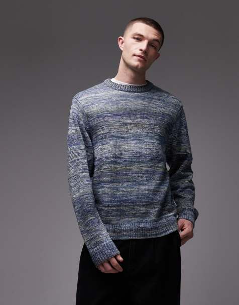 Carhartt WIP – Keenan – Strickpullover in Blau und Grau mit Space-Dye-Effekt - view 1