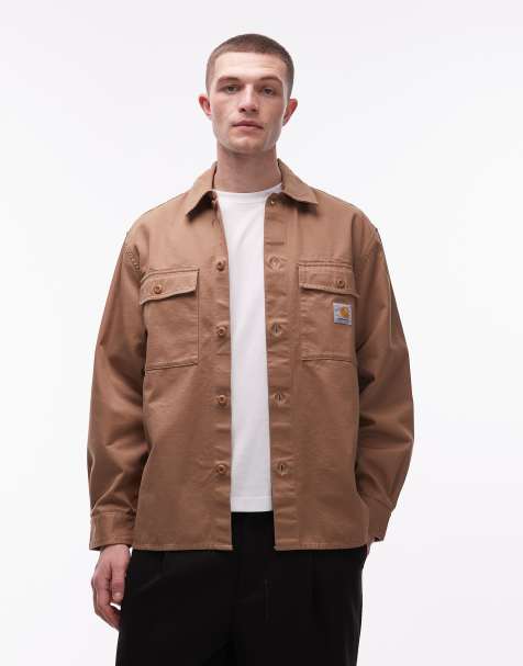 Carhartt WIP - Kelly - Brun skjortejakke i twill - view 1