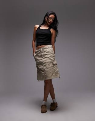 Carhartt WIP Carhartt WIP kingston knee length cargo skirt in beige-Neutral