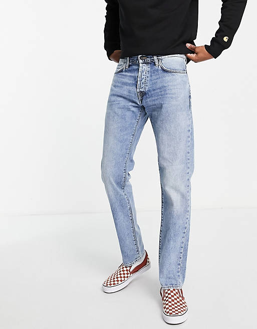 Carhartt WIP – Klondike – Jasnoniebieskie zwężane jeansy o regularnym kroju, z efektem sprania