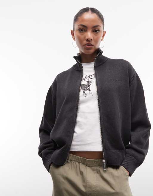 Carhartt WIP - Kori - Gebreid jack met rits in zwart, 3 van 4