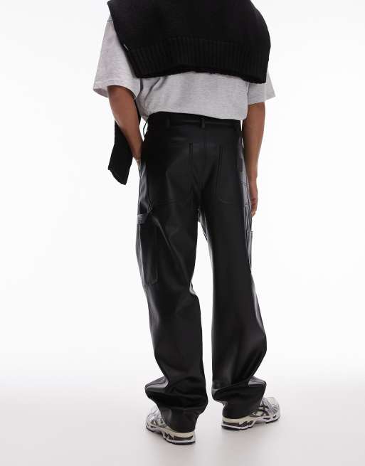 Carhartt WIP – Kunstleder-Hose in Schwarz mit einfacher Stofflage im Kniebereich, 3 von 5