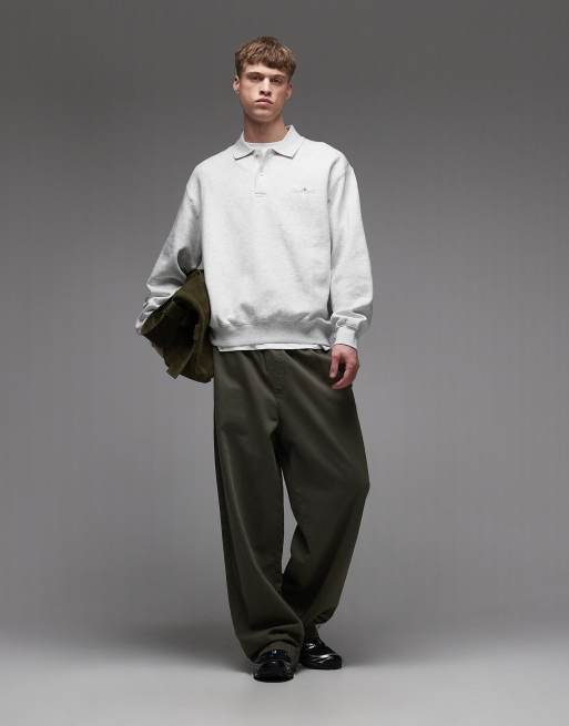 Carhartt WIP - Label - Felpa stile polo grigio mélange, 2 di 5