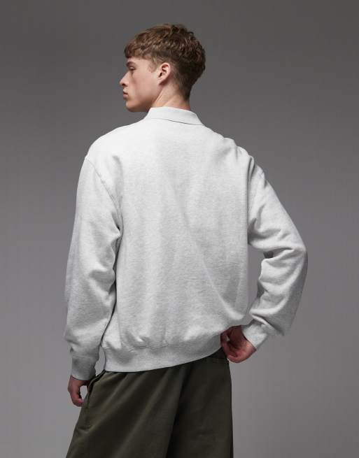 Carhartt WIP - Label - Felpa stile polo grigio mélange, 3 di 5