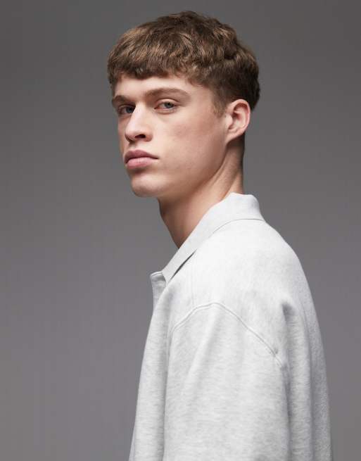 Carhartt WIP - Label - Felpa stile polo grigio mélange, 4 di 5