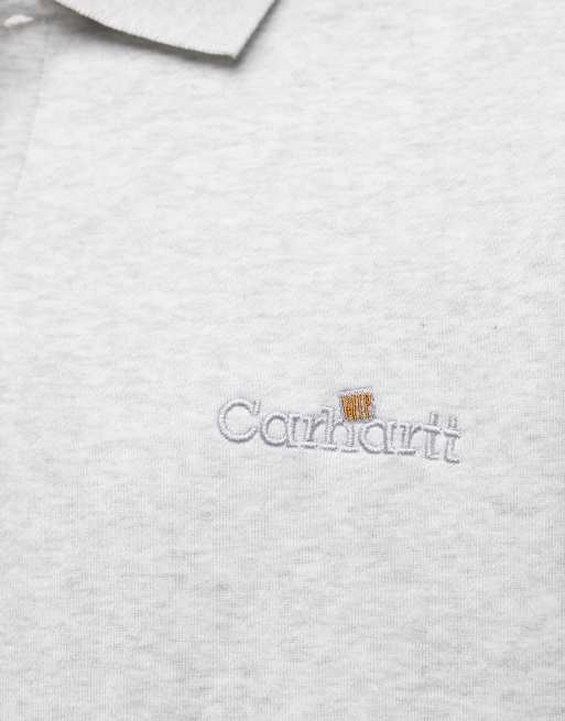 Carhartt WIP - Label - Felpa stile polo grigio mélange, 5 di 5