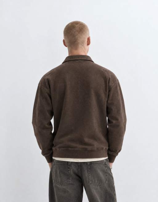 Carhartt WIP – Lambert – Bluza z kołnierzykiem polo w brązowym spranym kolorze, 10 z 10