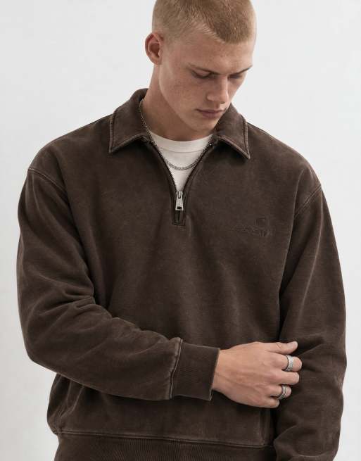 Carhartt WIP – Lambert – Bluza z kołnierzykiem polo w brązowym spranym kolorze, 6 z 10