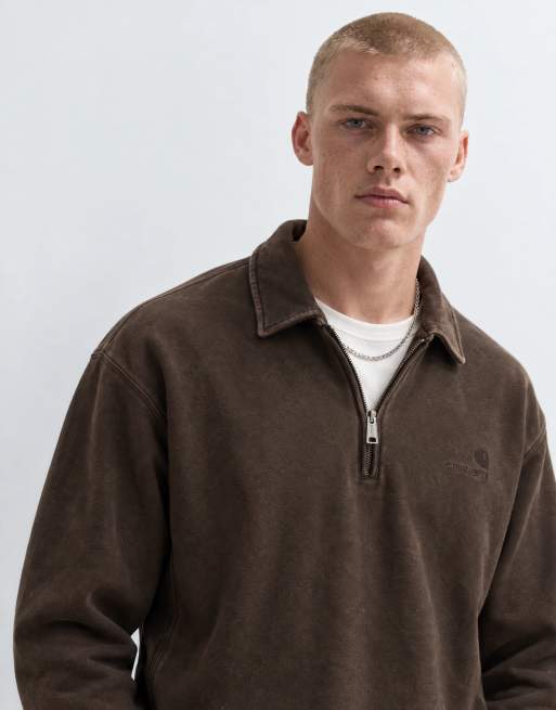 Carhartt WIP – Lambert – Bluza z kołnierzykiem polo w brązowym spranym kolorze, 7 z 10