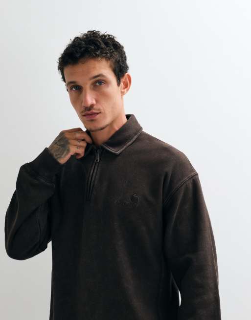 Carhartt WIP - Lambert - Felpa stile polo marrone slavato, 2 di 5