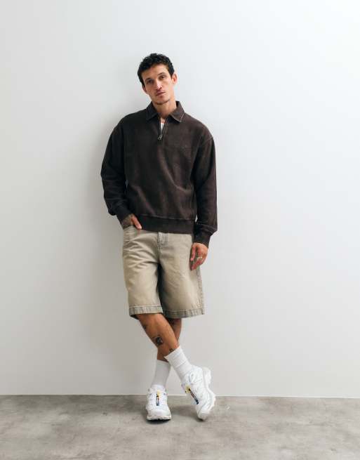 Carhartt WIP Lambert polo sweatshirt in washed brown, 5 of 5