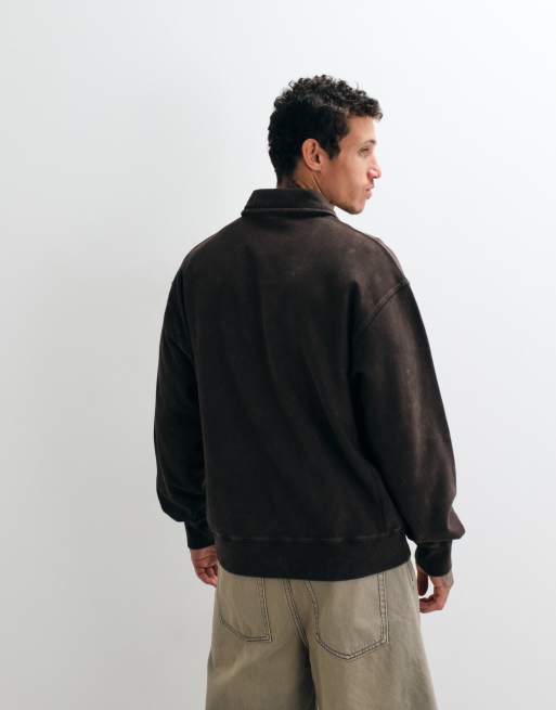 Carhartt WIP - Lambert - Sweatshirt met polokraag in bruin met wassing, 4 van 5