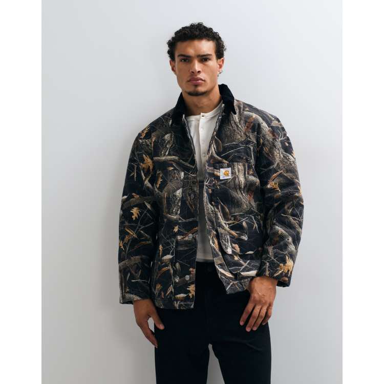 Carhartt WIP Lander coat in dark camo tree print | ASOS