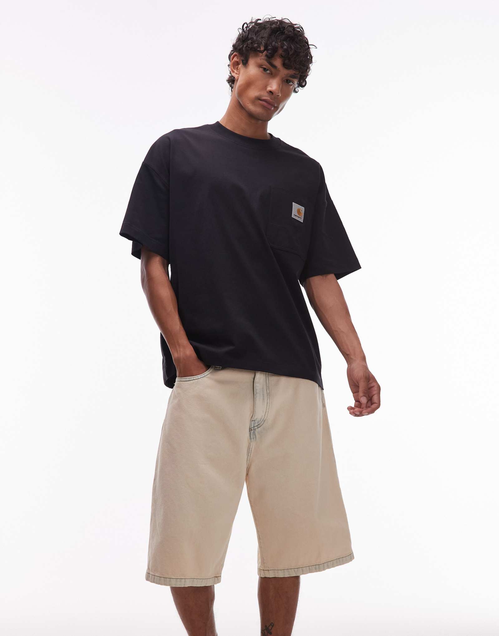 Джинсовые шорты Carhartt WIP landon из отбеленной песочной ткани