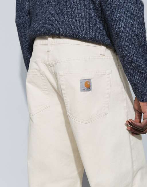 Carhartt WIP Landon Hose mit locker zulaufendem Bein in Cremeweiß, 2 von 5