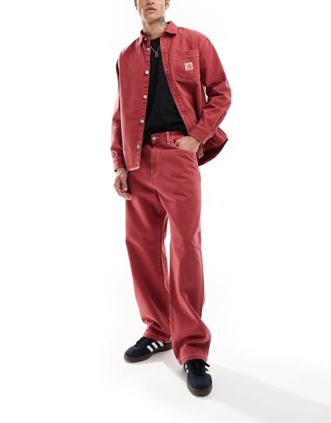 Carhartt WIP - Landon - Jean fuselé ample - Rouge - view 1