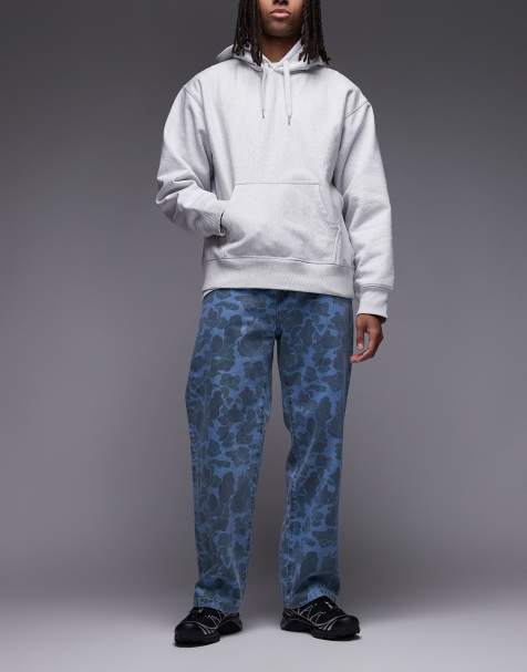 Carhartt WIP landon loose tapered denim jeans in blue camo - view 1