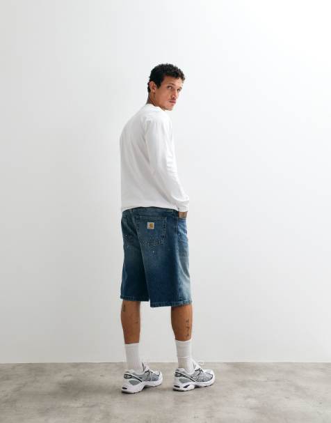 Carhartt WIP Landon Loose Tapered-Fit Denim-Shorts in Blue Wash mit Paint-Splatter-Effekt - view 1