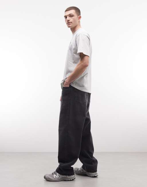 Carhartt WIP Landon loose tapered fit jeans in bleach black wash, 3 of 5