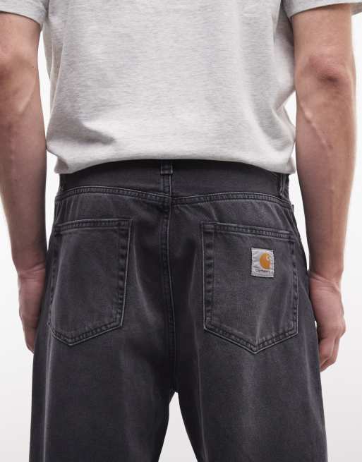 Carhartt WIP Landon loose tapered fit jeans in bleach black wash, 4 of 5