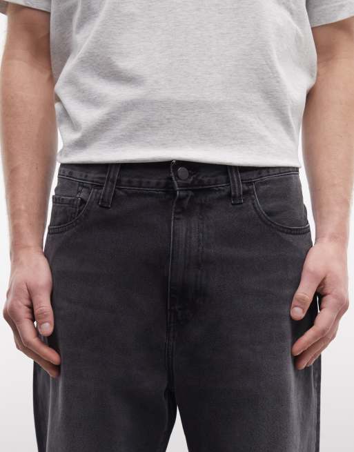 Carhartt WIP Landon loose tapered fit jeans in bleach black wash, 5 of 5