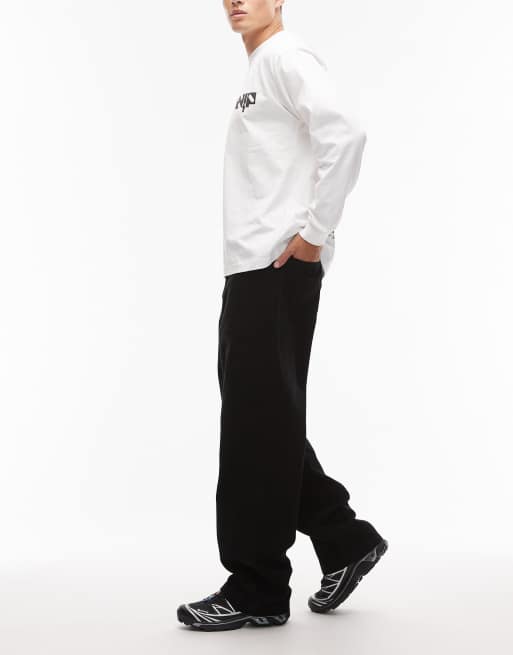 Carhartt WIP landon loose tapered trousers in black, 3 of 5