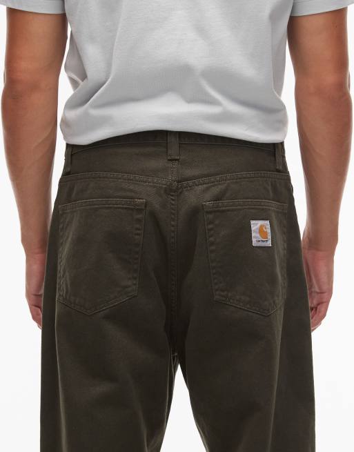 Carhartt WIP landon loose tapered trousers in khaki, 5 of 5