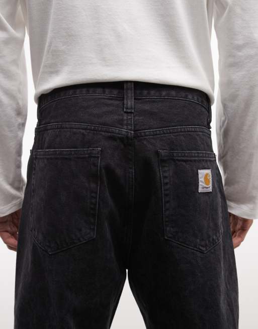 Carhartt WIP Landon löst avsmalnande jeans i svart ormcamouflage, 4 av 5