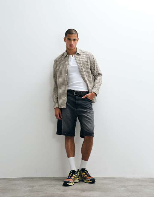 Carhartt WIP Landon løse tapered-fit denimshorts med malingssprøjt-effekt i destroy black wash, 5 af 5