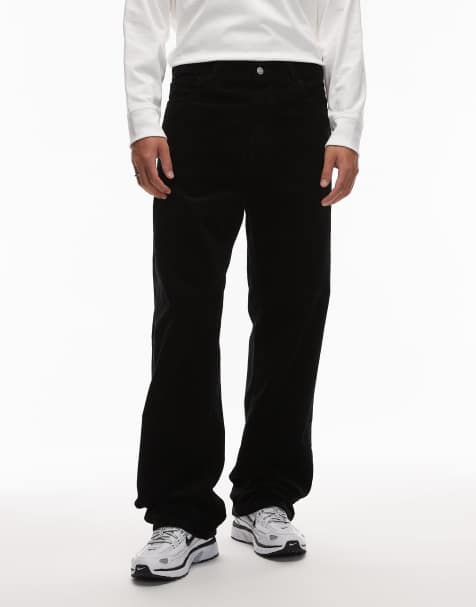 Carhartt WIP - Landon - Pantaloni affusolati ampi neri in velluto a coste - view 1