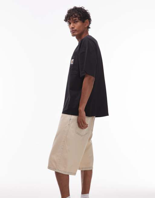 Carhartt WIP – Landon – Piaskowe bielone jortsy jeansowe, 3 z 5