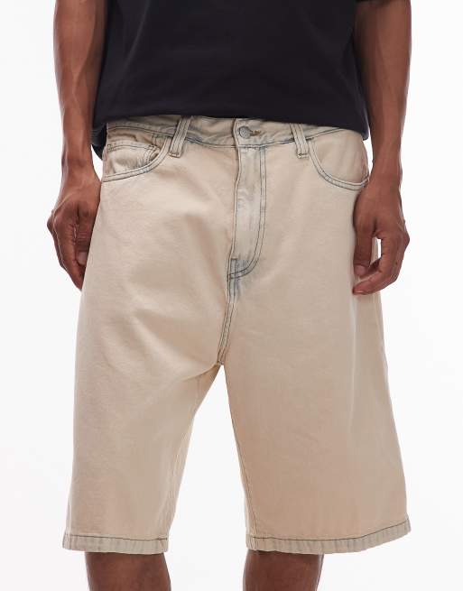 Carhartt WIP – Landon – Piaskowe bielone jortsy jeansowe, 4 z 5
