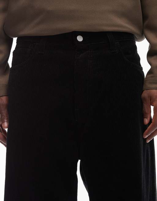 Carhartt WIP - Landon - Sorte fløjlsbukser med løstsiddende tapered fit, 4 af 5