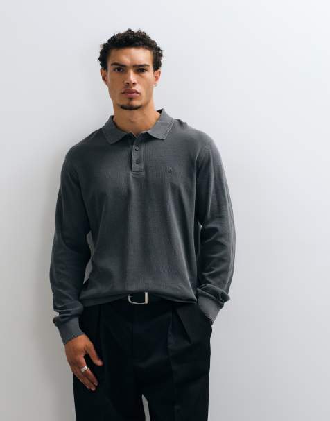Carhartt WIP långärmad waffle rugbyskjorta i tvättad svart - view 1