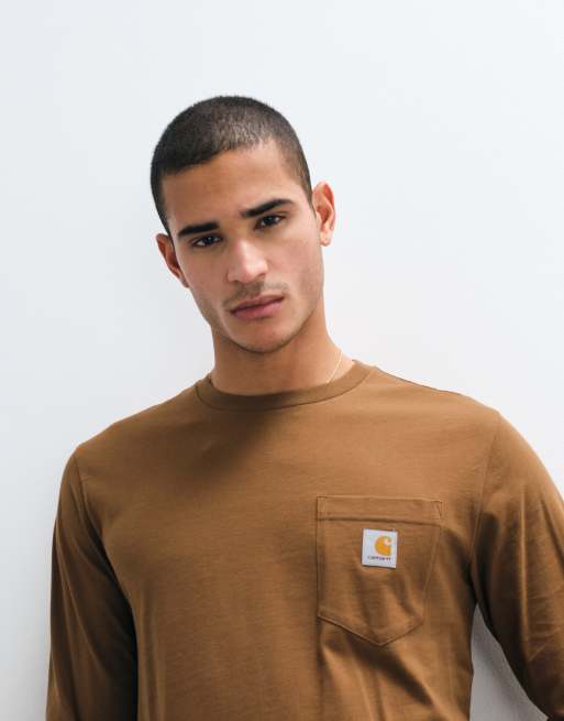 Carhartt WIP – Langärmliges Shirt in Hamilton-Braun mit Brusttasche, 4 von 5