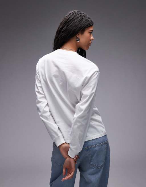 Carhartt WIP – Langärmliges Shirt in Weiß mit herzförmigem Aufnäher, 4 von 4