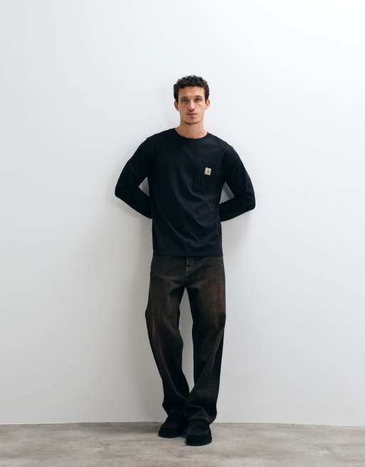 Carhartt WIP - Langærmet sort T-shirt med lomme, 3 af 5