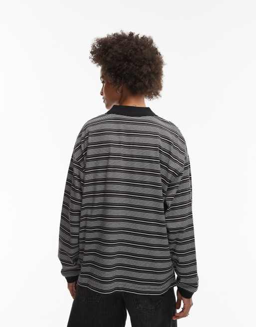 Carhartt WIP – Largo – Langärmliges Polo-Oberteil in Schwarz mit Streifen, 4 von 4