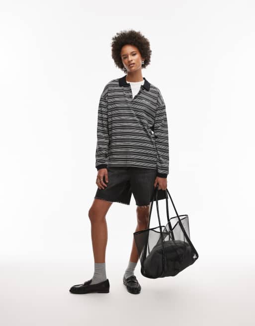 Carhartt WIP – Largo – Svartrandig pikétröja med långa ärmar, 3 av 4