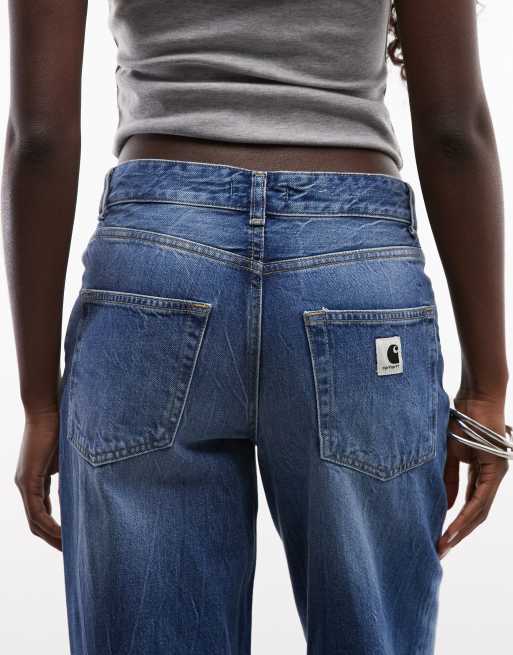Carhartt WIP Lavine straight leg jeans in mid wash blue, 4 of 5