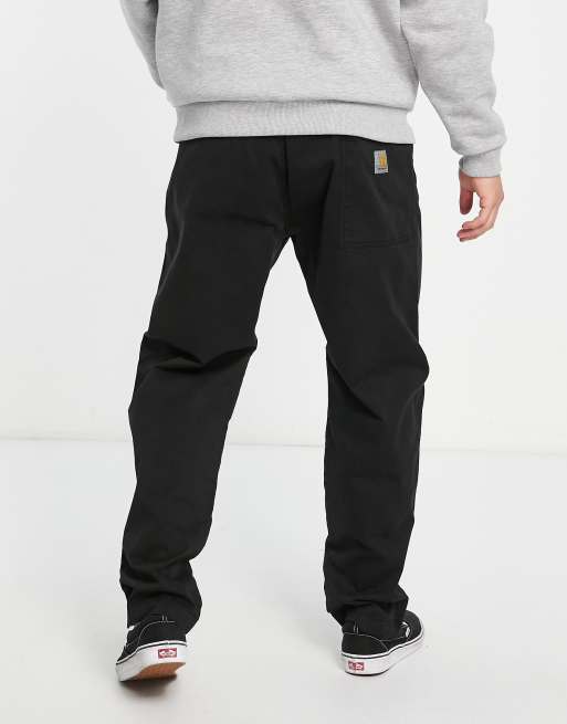 Carhartt WIP Lawton Czarne spodnie z diagonalu o lu nym prostym kroju