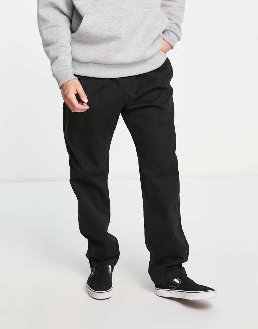 Carhartt WIP - Lawton - Sorte afslappede bukser med lige ben i twill